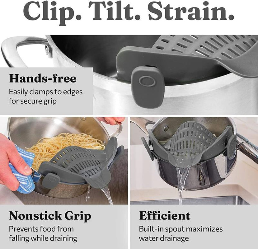 Silicone Clip, Heat Resistant Drainer Kitchen Gadgets for Bowl, Home Cooking Tools Traditional Utensils Tiktok Shop Draining Oval Pasta Strainer