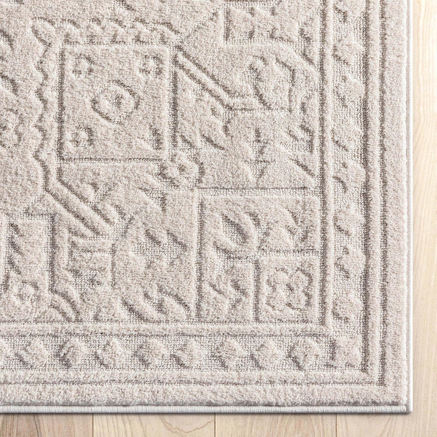Harlow Collection Cloud Medallion Ivory - Modern Tribal Minimalist 8X10 Area Rug - Ideal for Living Room, Dining Room & Bedroom - Durable, Stain Resistant & Easy to Clean