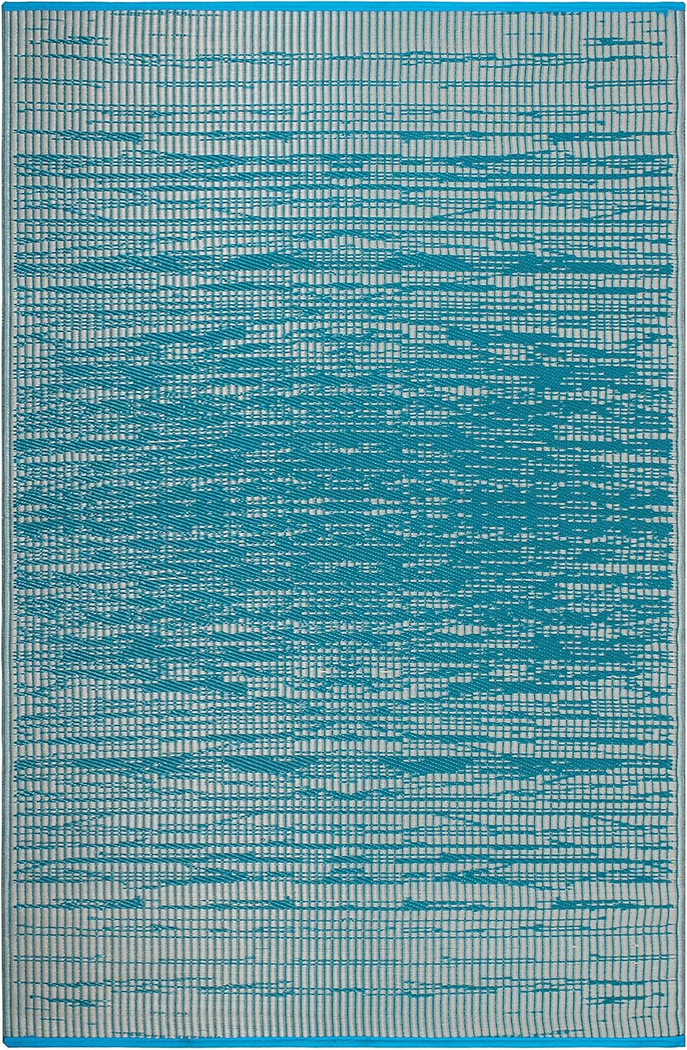 Outdoor Rug - Waterproof, Fade Resistant, Crease-Free - Premium Recycled Plastic - Distressed Abstract - Porch, Deck, Balcony, Mudroom, Laundry Room, Patio - Brooklyn - Teal - 3 X 5 Ft