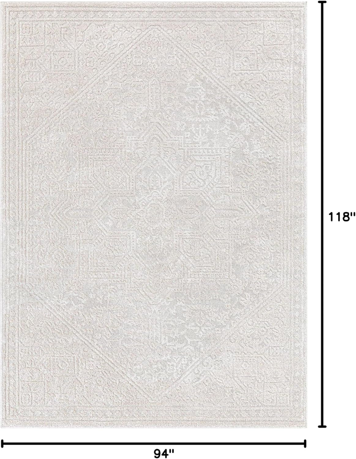Harlow Collection Cloud Medallion Ivory - Modern Tribal Minimalist 8X10 Area Rug - Ideal for Living Room, Dining Room & Bedroom - Durable, Stain Resistant & Easy to Clean