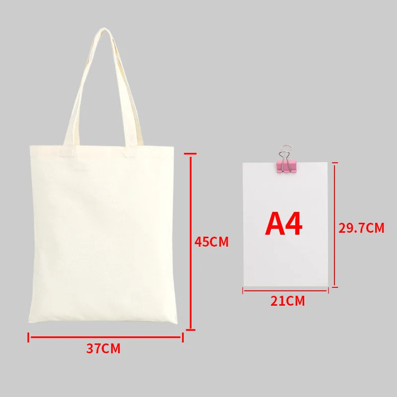 Large Capacity Canvas Shopping Bags DIY Painting Pattern Handbag Folding Eco-Friendly Cotton Tote Bags