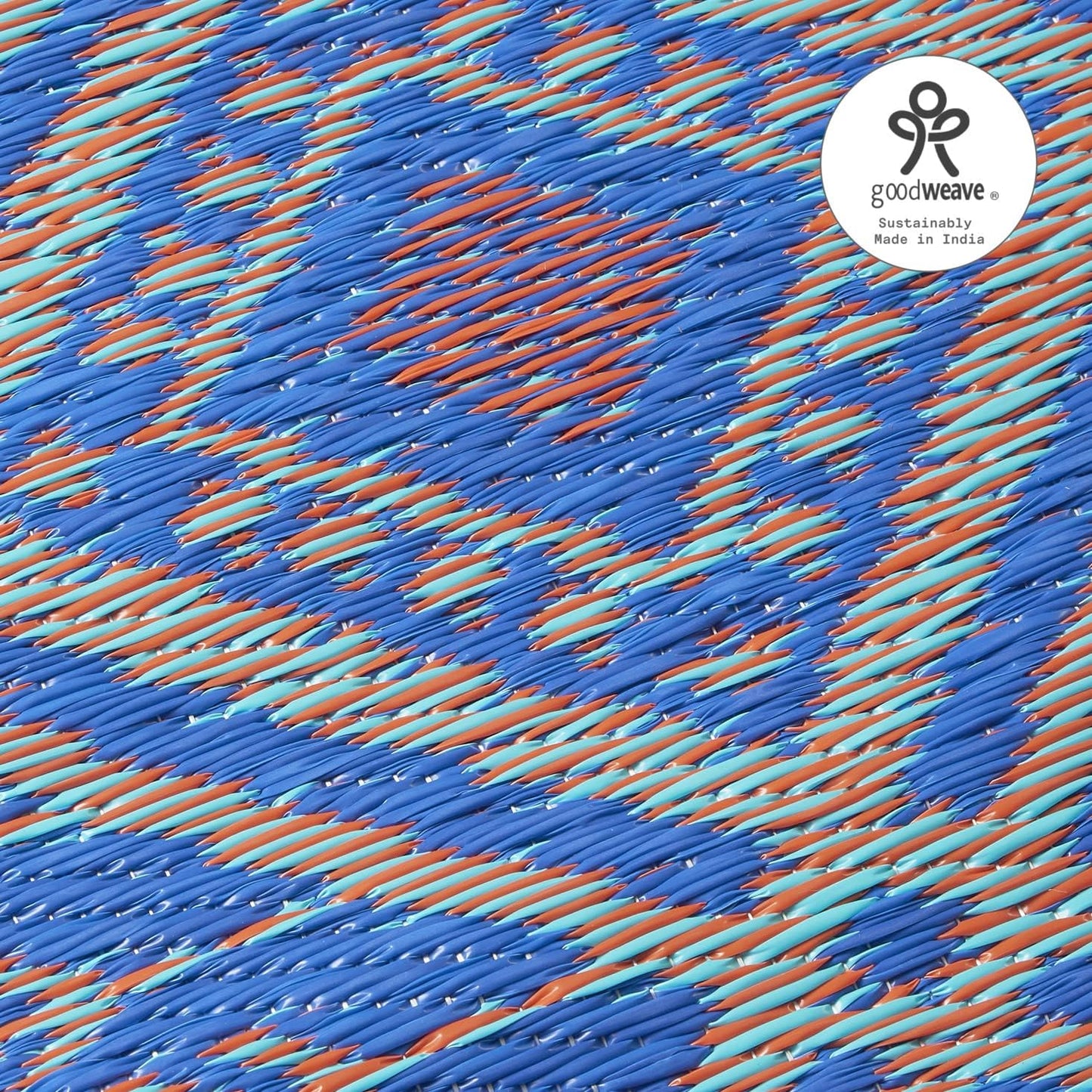 Outdoor Rug - Waterproof, Fade Resistant, Crease-Free, Reversible - Premium Recycled Plastic - Boho Southwestern - Patio, Porch, Deck, Balcony - Jodhpur - Multi Blue - 5 X 8 Ft