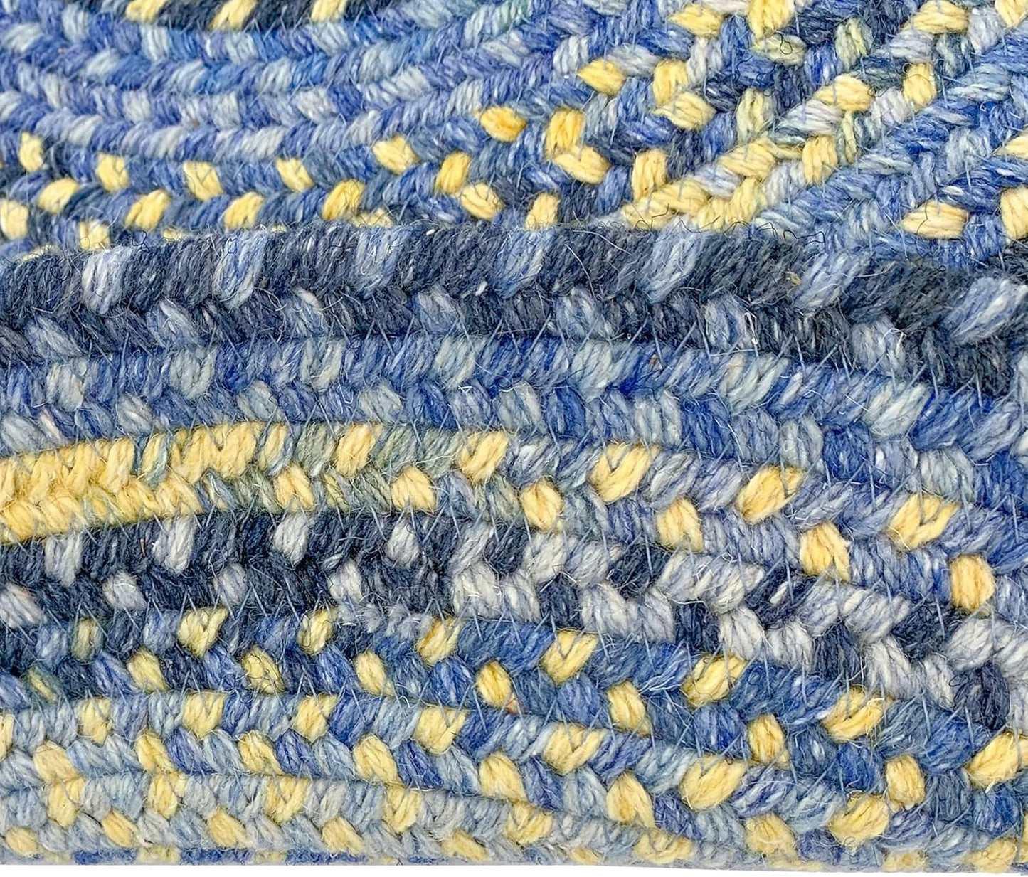 American Heritage Blue Yellow 0' 24" X 0' 48" Oval Braided Rug