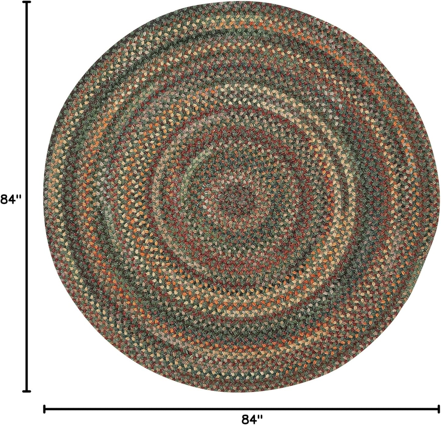 American Heritage Green Multi 7'0"X7'0" round Braided Rug