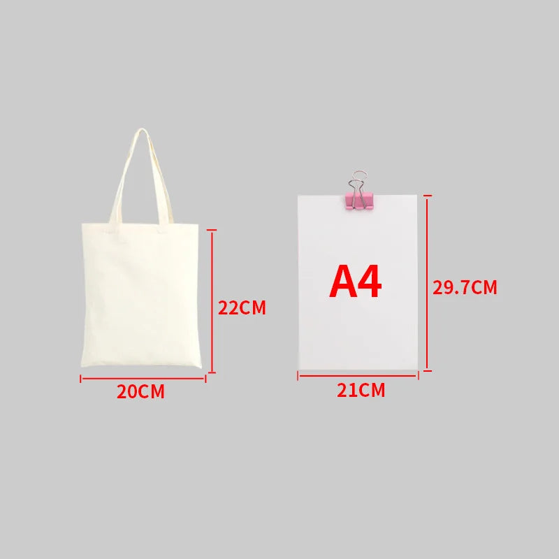 Large Capacity Canvas Shopping Bags DIY Painting Pattern Handbag Folding Eco-Friendly Cotton Tote Bags