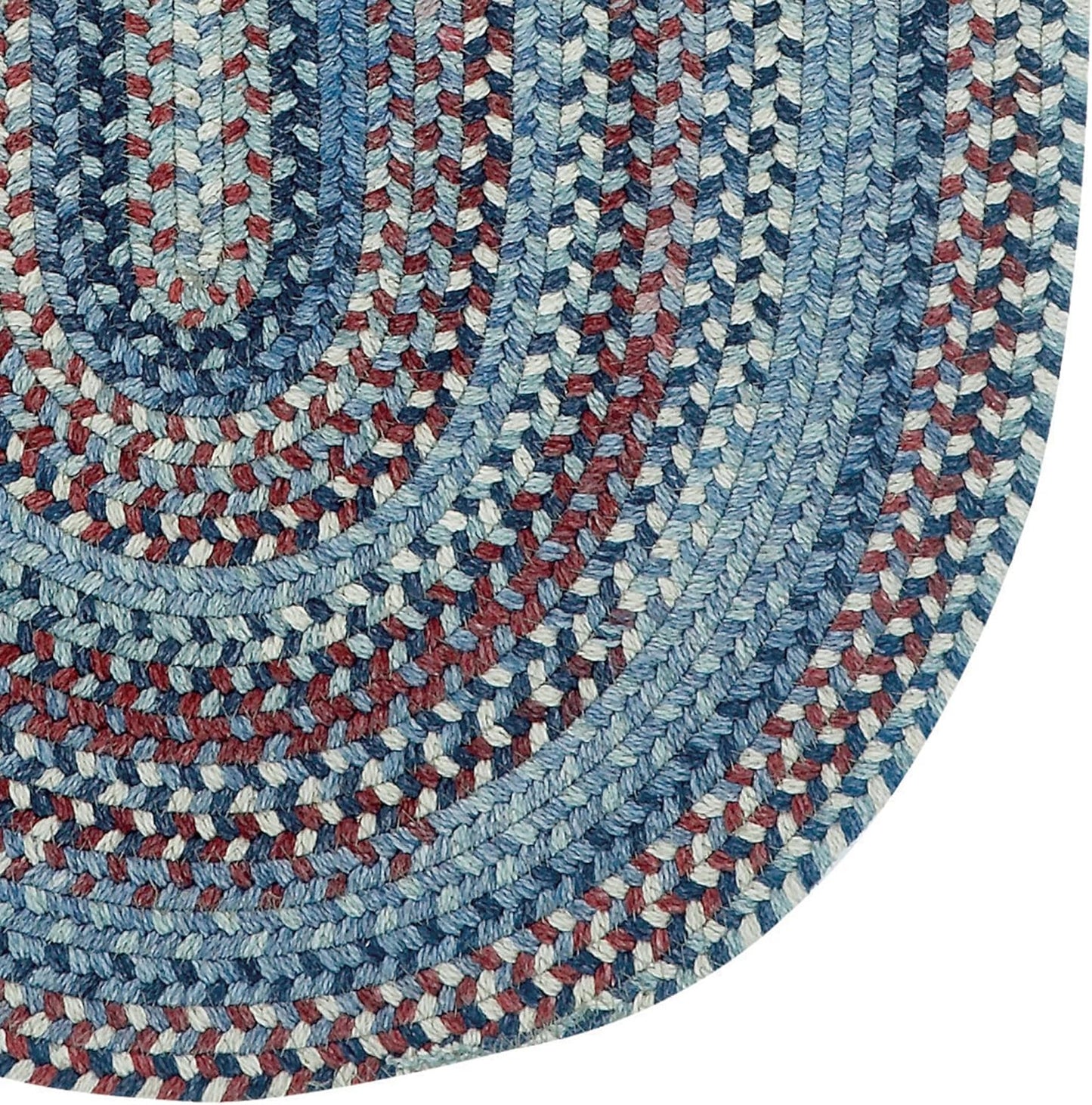 American Heritage Barn Blue 3' 0" X 5' 0" Oval Braided Rug
