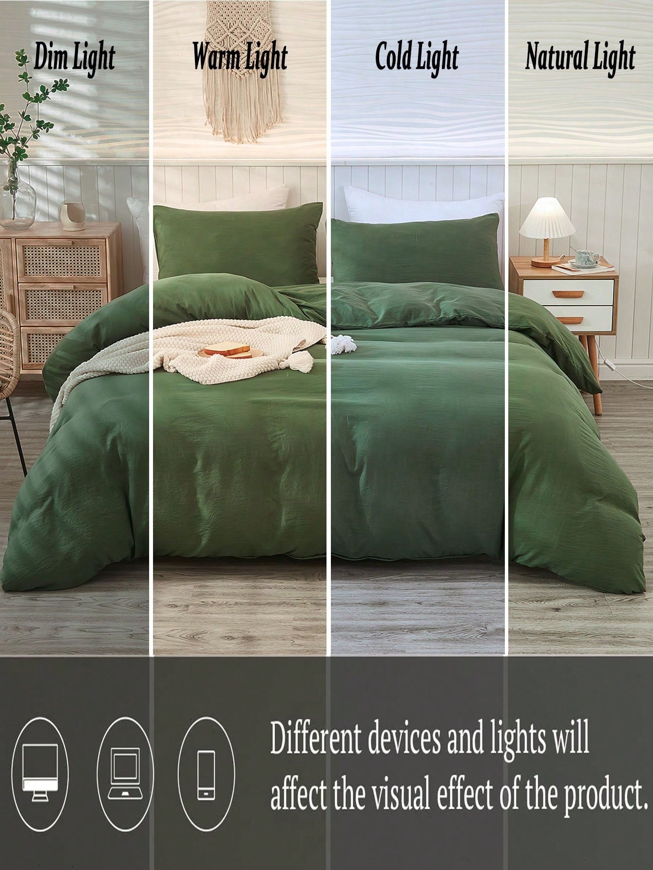 Army Green Duvet Cover Set Twin Queen King Size Boho Farmhouse Bedding Set 3 Pcs Super Soft Breathable Microfiber Duvet Cover 1 Duvet Cover with Zipper 2 Pillowcases No Comforter Gifts for Women&Men School Bedding