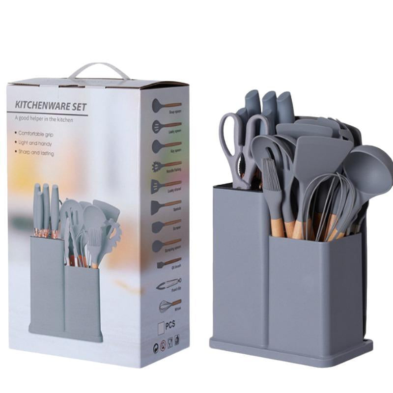 Kitchen Utensils Set, 19Pcs/Set Silicone Kitchen Utensils Set, Household Cutting Cooking Utensils Set, Home Kitchen Supplies