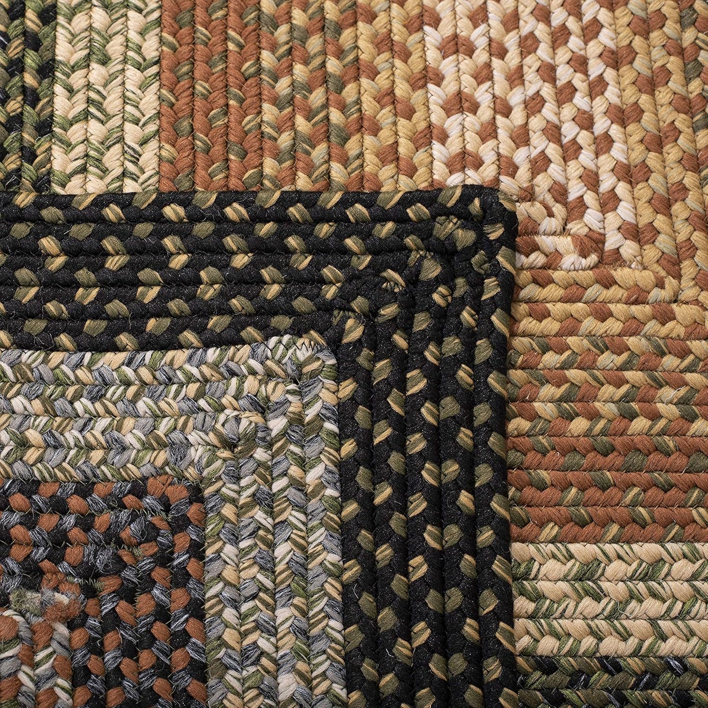 Washable Rug Braided Collection - 6' Square, Multi, Weather Resistant & Easy Cleaning, Ideal for Patio, Backyard, Mudroom, Deck, Dining Space (BRD308A)