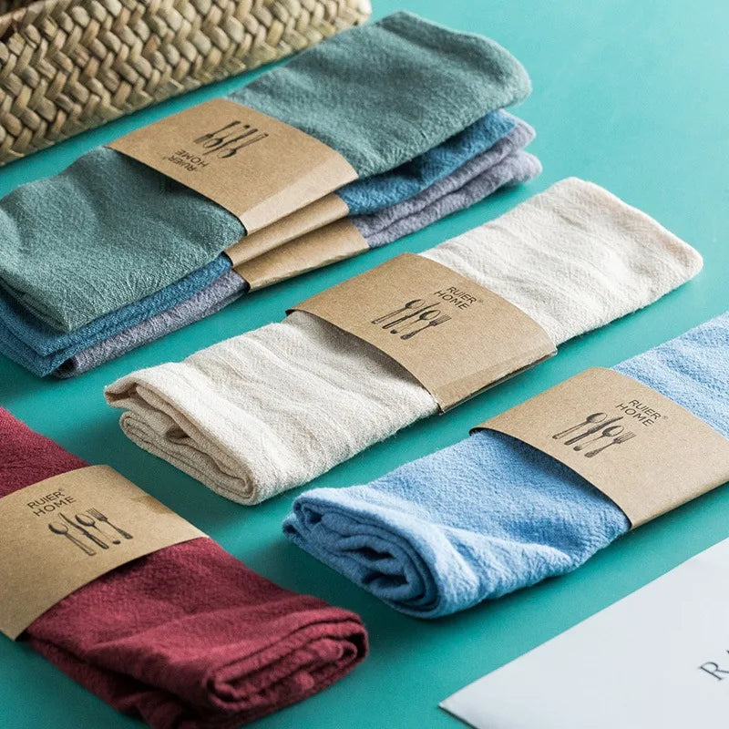 Nordic Cotton Linen Tea Napkin, Table Handkerchief, Cloth for Dinner Party, Restaurant Bowl, Teapot Cleaning Towel