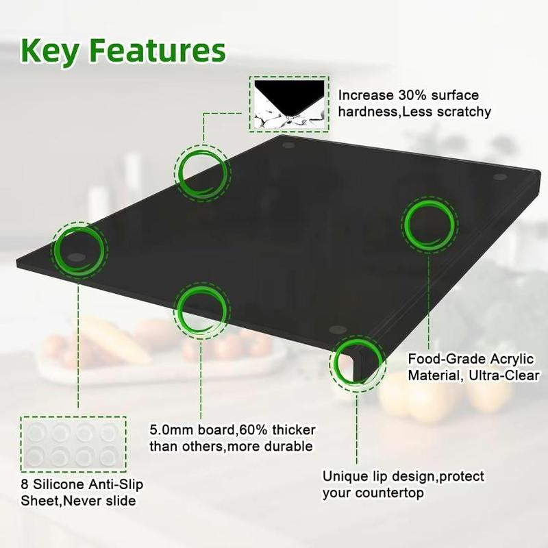 Modern Acrylic Cutting Board, 1 Box Black Non-Slip Durable Kitchen Chopping Board, Kitchen Accessories, Household Kitchen Products, Kitchen Gifts, Stylish Kitchenware