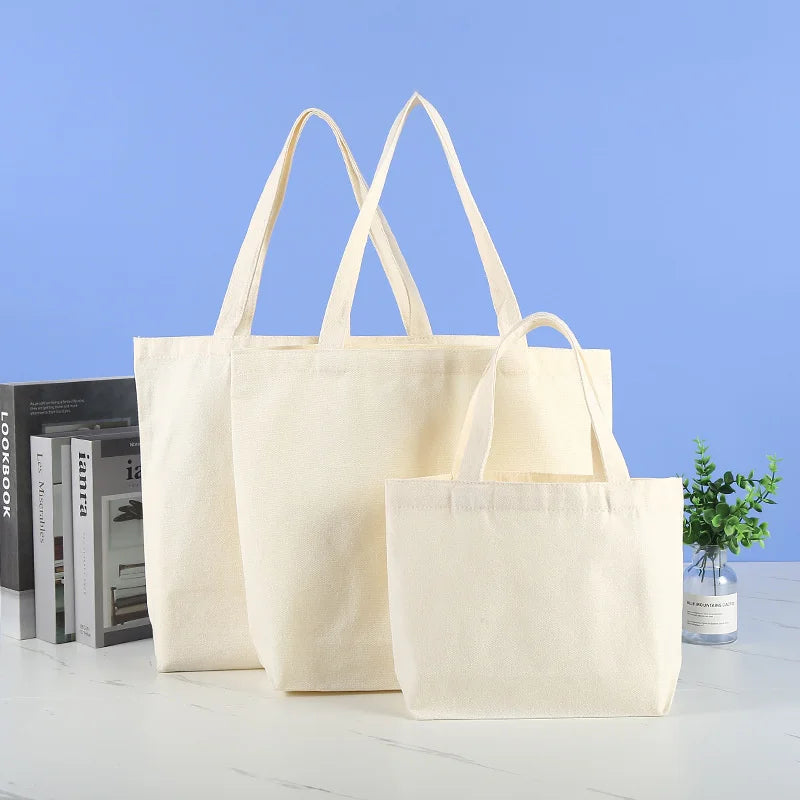 Large Capacity Canvas Shopping Bags DIY Painting Pattern Handbag Folding Eco-Friendly Cotton Tote Bags