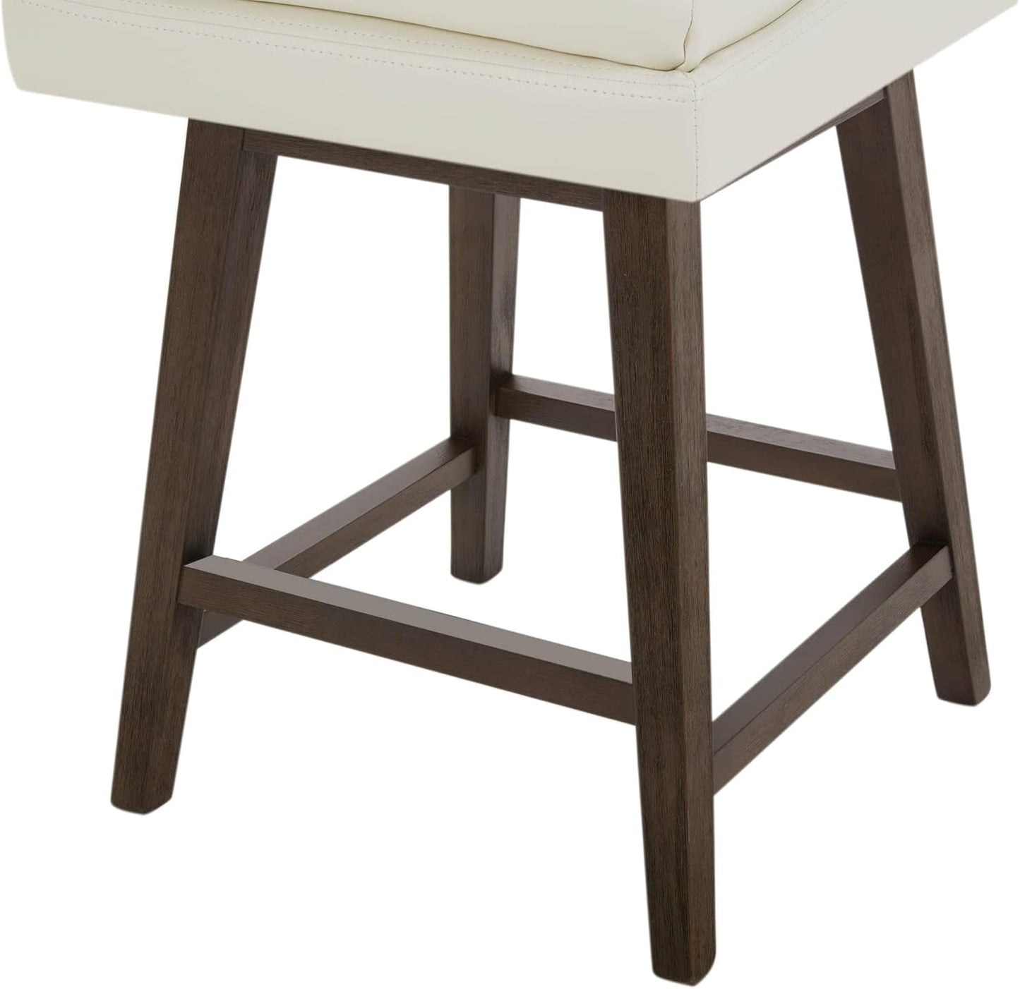 Counter Height Swivel Barstool, FSC Certified Upholstered Bar Stool, 26.8" H Seat Height, PU Leather in Pure White
