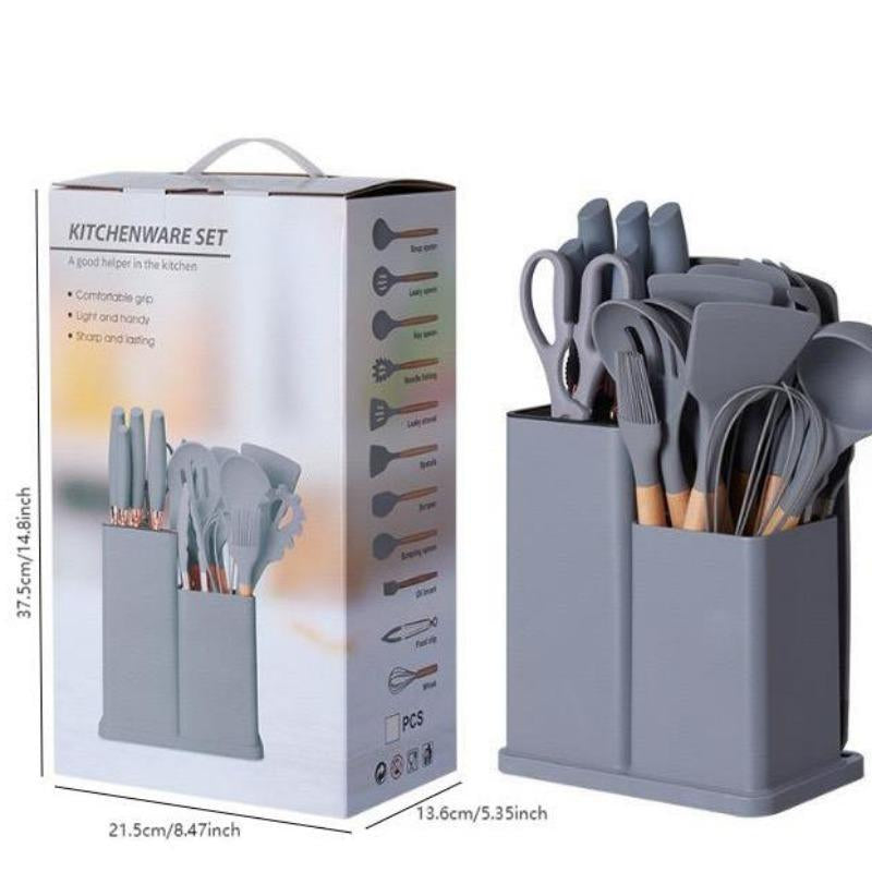 Kitchen Utensils Set, 19Pcs/Set Silicone Kitchen Utensils Set, Household Cutting Cooking Utensils Set, Home Kitchen Supplies