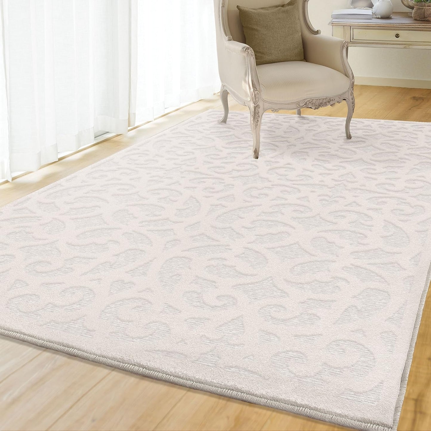 Orian Sculpted 4704 Indoor/Outdoor High-Low Debonair Natural Area Rug, 5'2" X 7'6", Ivory