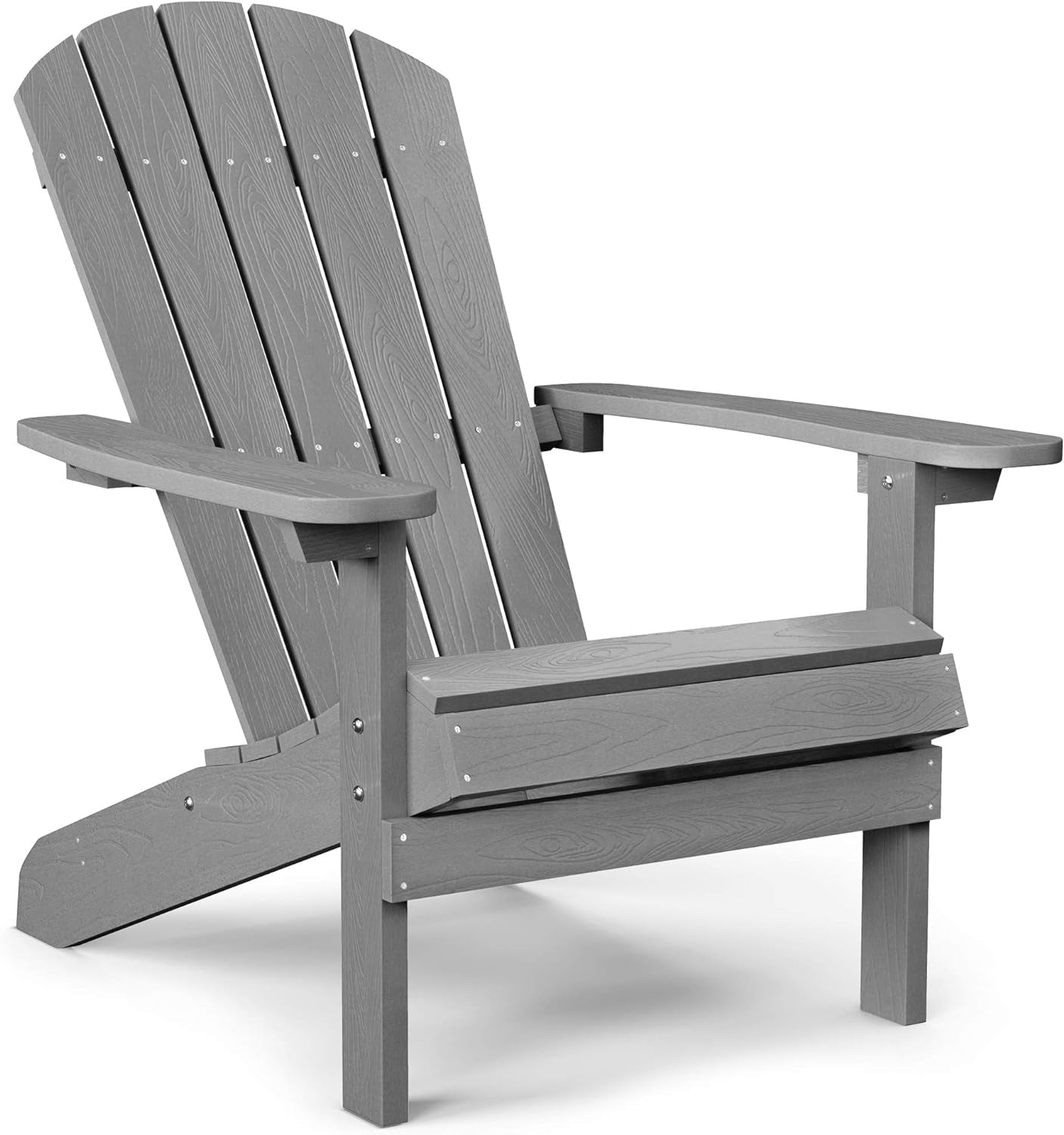 Adirondack Chair Weather Resistant: Outdoor Chair HIPS Plastic Adirondack Chairs - Patio Chairs with Wood Texture - Lawn Fire Pit Deck Porch Garden Chairs for Adults (Grey)