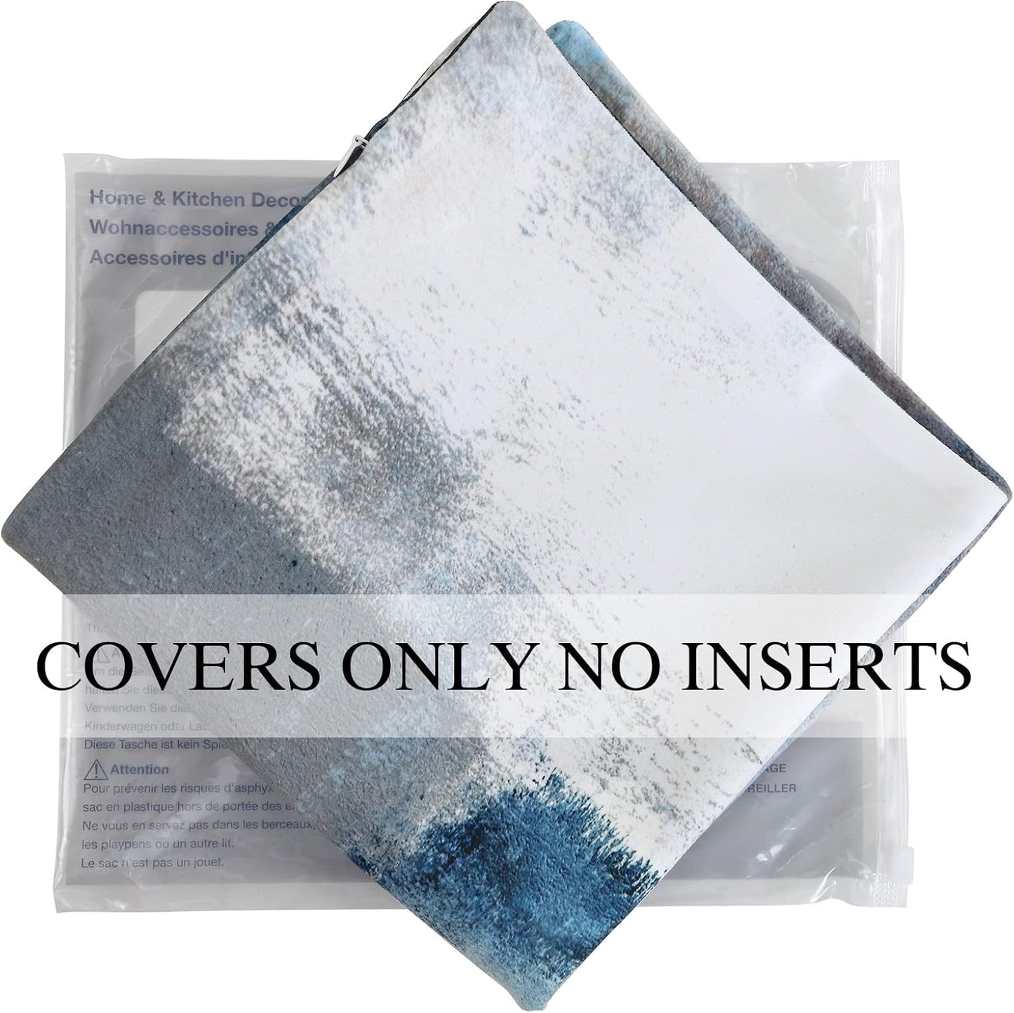 Set of 2 Grey Throw Pillow Covers Blue and Grey Art Decorative Cushion Cover for Home Bedroom Sofa Living Room 16X16 Inches