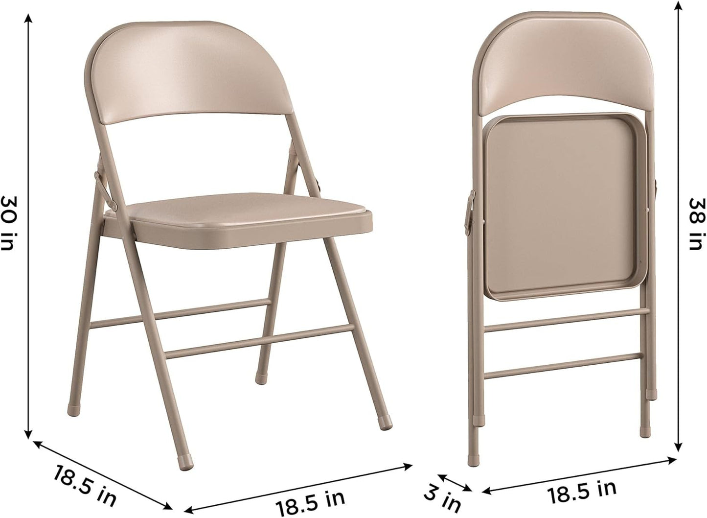 Vinyl Folding Chair, 4 Pack, Antique Linen