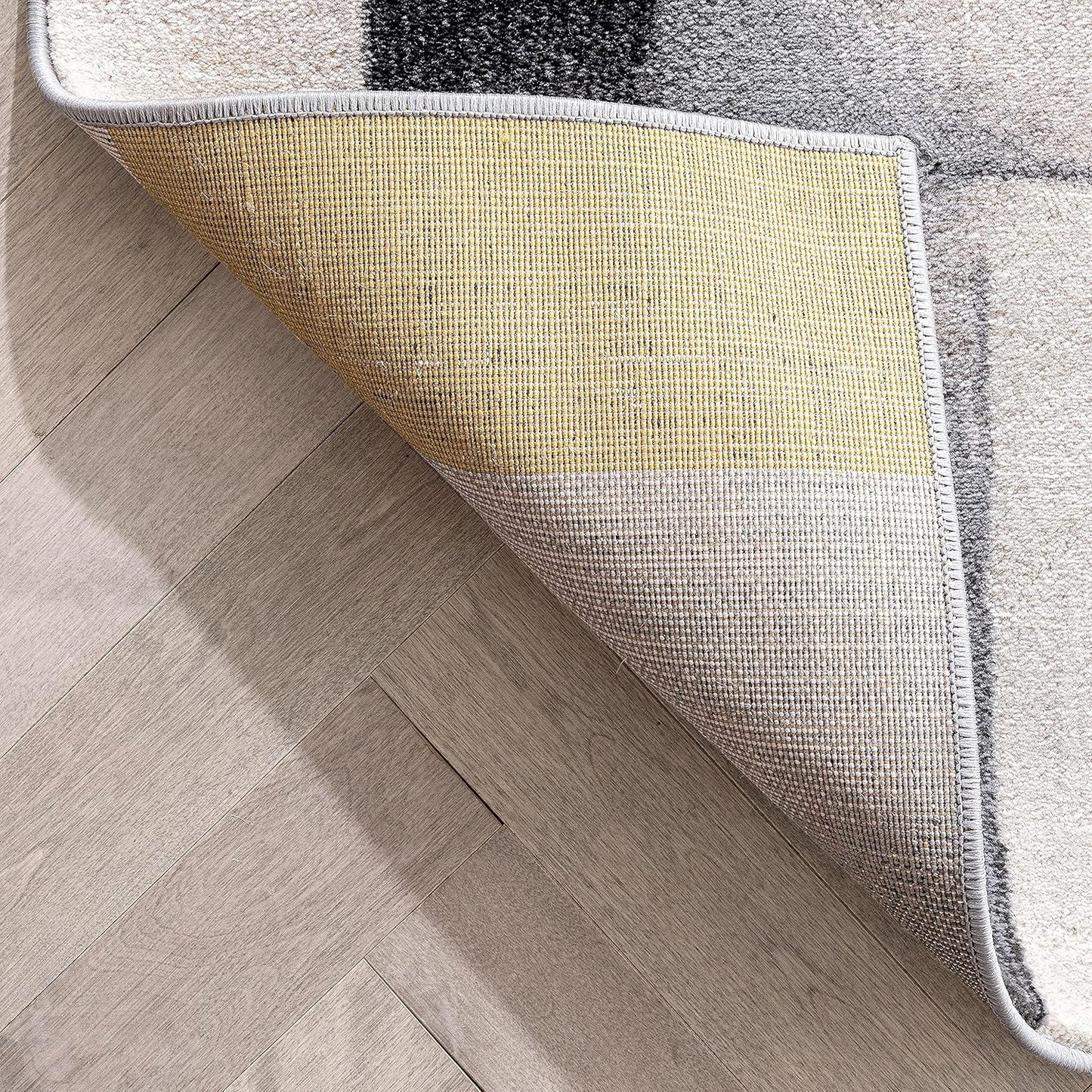 Good Vibes Louisa Gold Modern Geometric Boxes 7'10" X 9'10" 3D Texture Area Rug