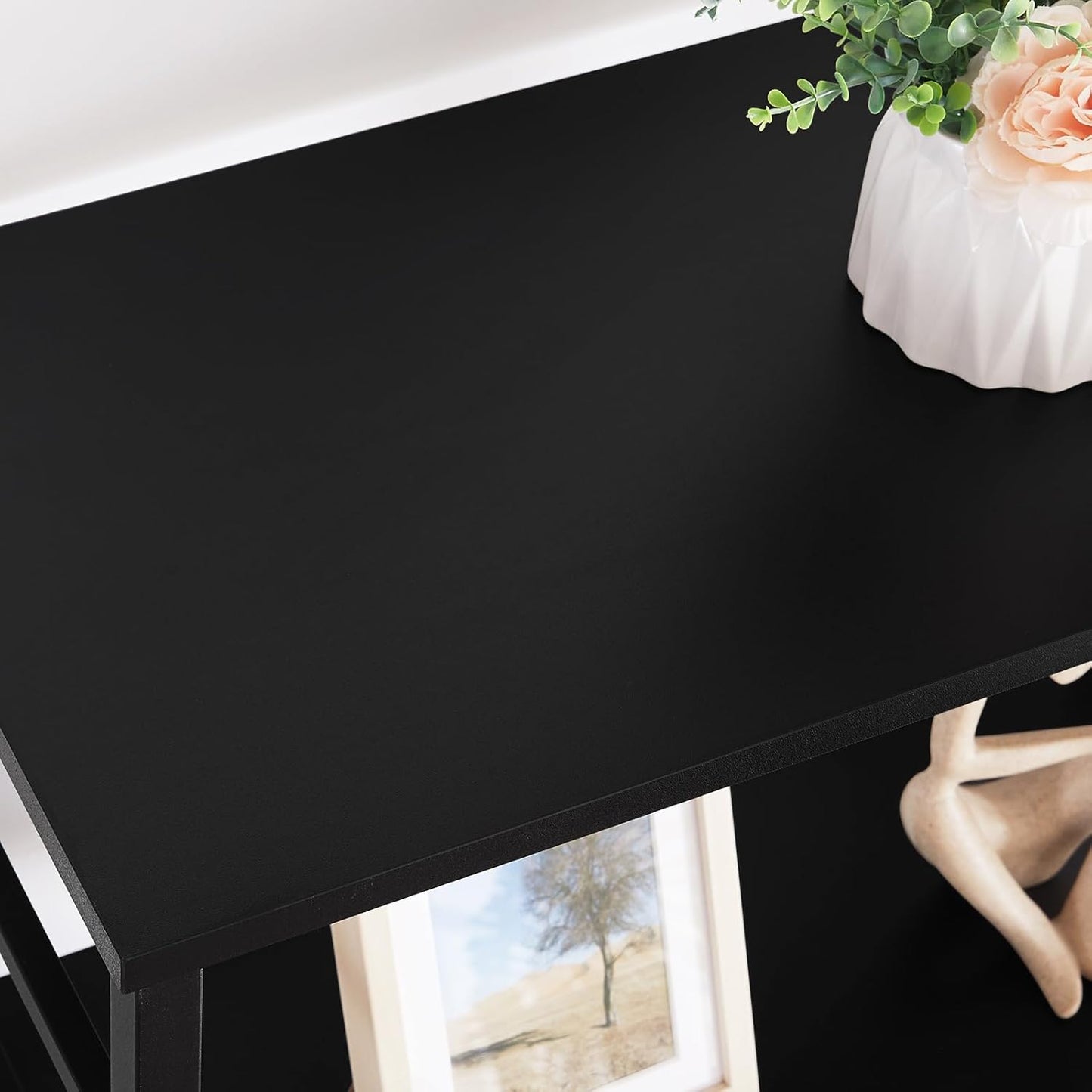 Tall Bookshelf, Industrial Bookshelf with Metal Frame and Open Shelves, 6 Tier Metal Bookshelves and Bookcases, Rustic Bookcase, Tall Book Shelf for Office, Living Room and Bedroom, Black