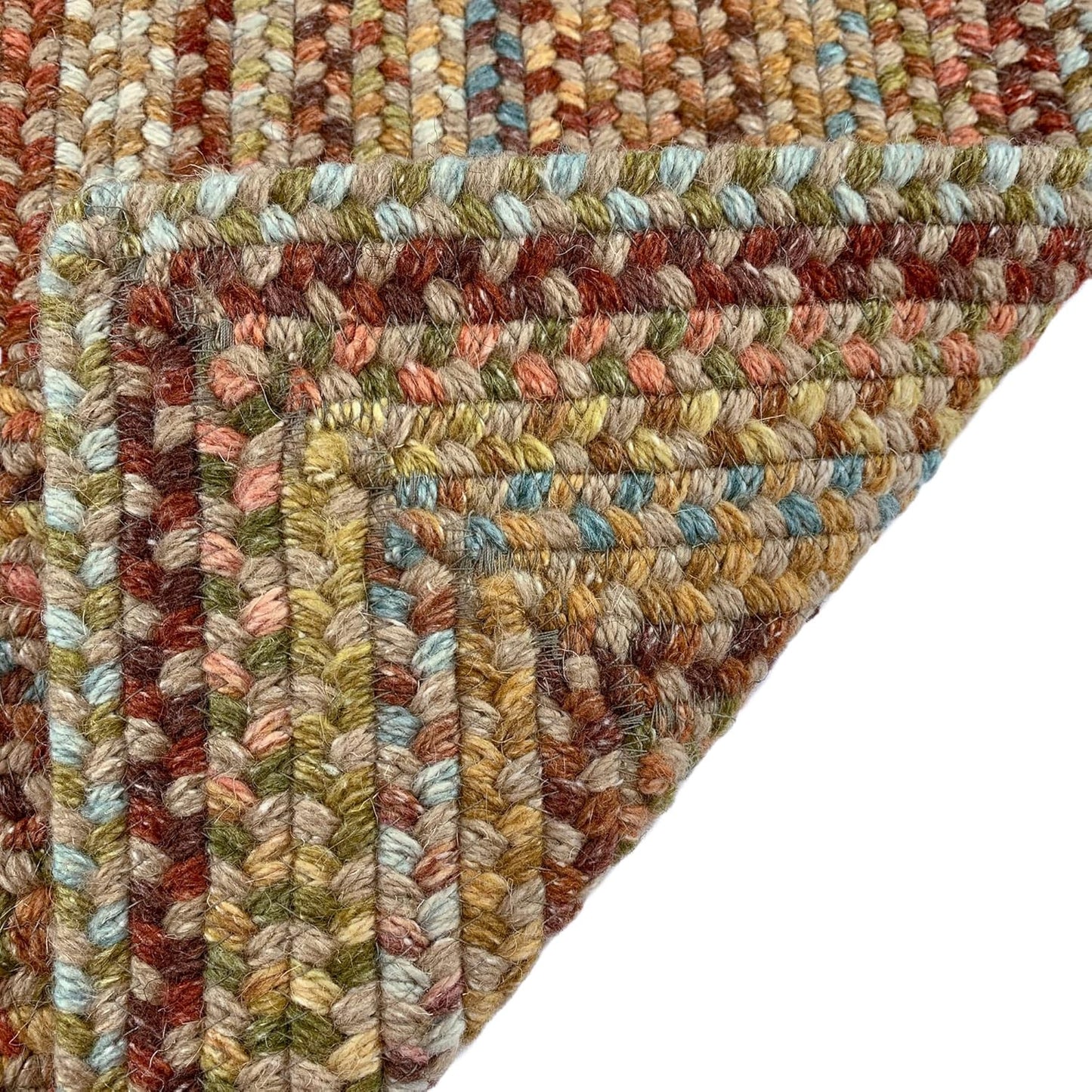 American Heritage Olive Tan 0' 36" X 0' 36" Concentric Rectangle Braided Rug