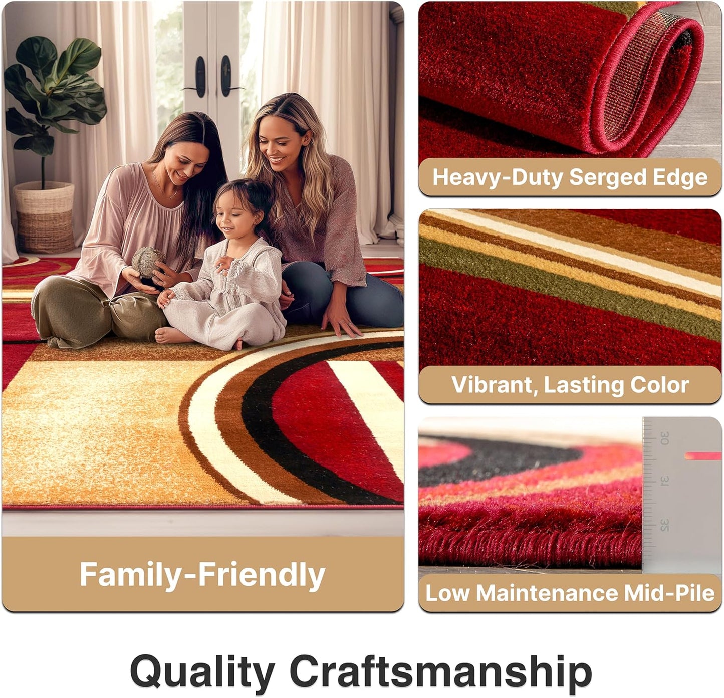 Barclay Arcs & Shapes Red Modern Geometric Area Rug 2'3" X 3'11"