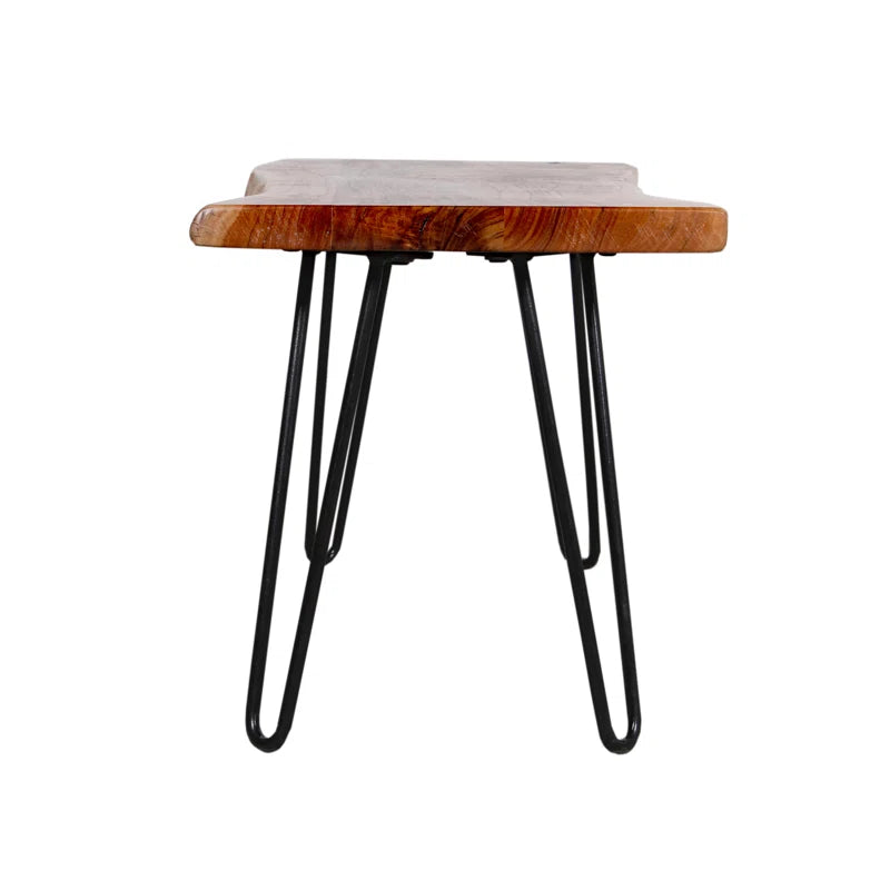 Lareese Alaterre Furniture Live Edge Wood Bench - Natural Acacia Wood Top with Metal Hairpin Legs