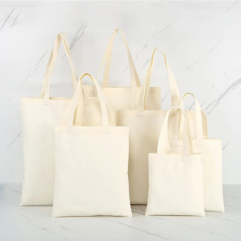 Large Capacity Canvas Shopping Bags DIY Painting Pattern Handbag Folding Eco-Friendly Cotton Tote Bags
