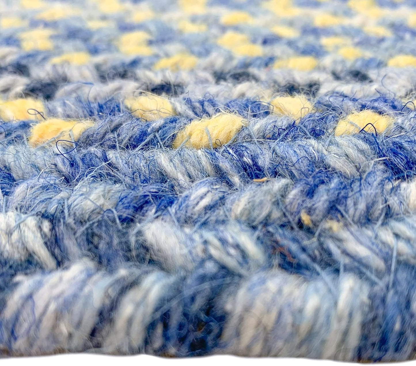 American Heritage Blue Yellow 0' 24" X 0' 48" Oval Braided Rug