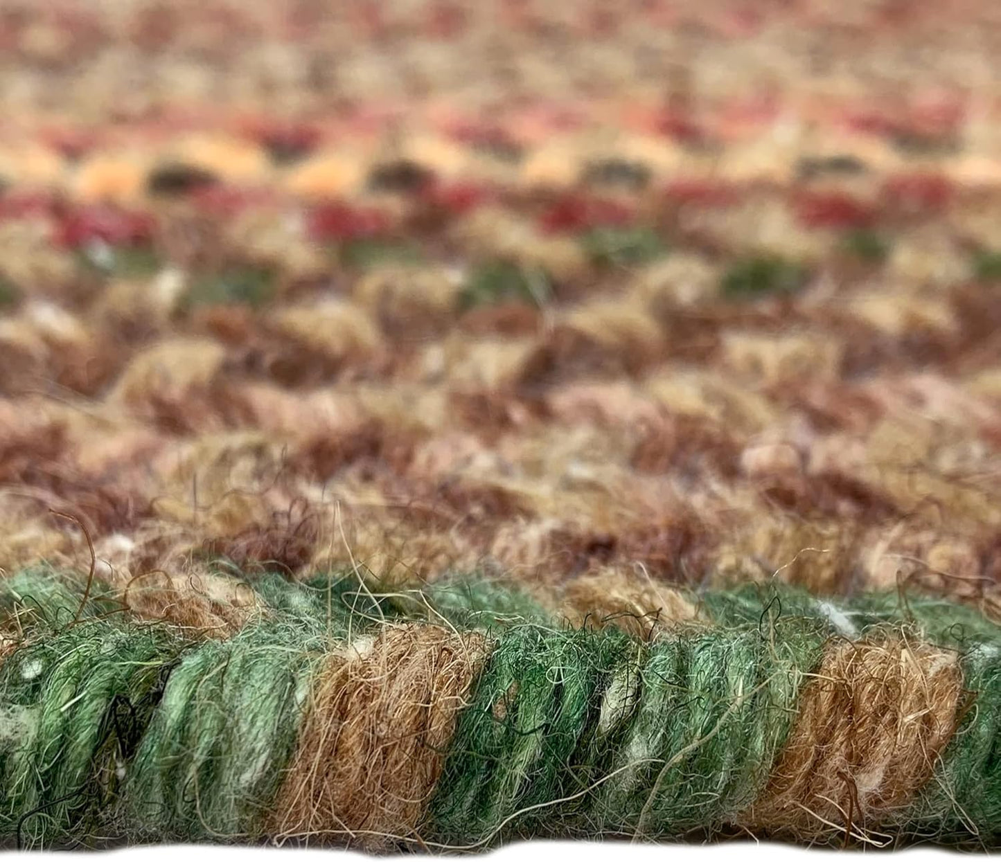 American Heritage Tan Multi 7' 0" X 9' 0" Concentric Rectangle Braided Rug