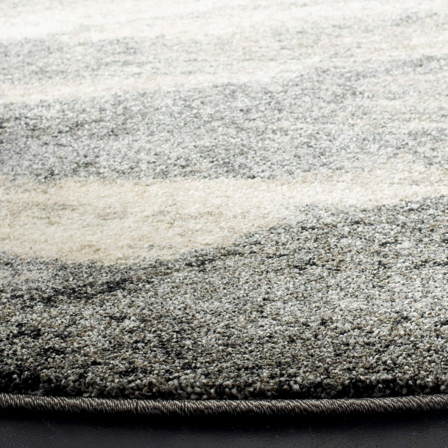Retro Collection Area Rug - 6' Round, Grey & Ivory, Modern Abstract Design, Non-Shedding & Easy Care, Ideal for High Traffic Areas in Living Room, Bedroom (RET2891-8012)
