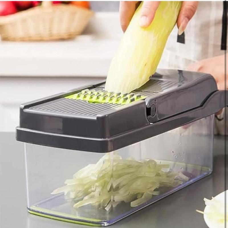 Vegetable Chopper-Multifunctional Food Chopper Veggie Chopper Dicer, Replaceable Blade Onion Chopper and Dicer, Vegetable Cutter with Vegetable Slicer (Grey) Kitchen Stylish Utensils
