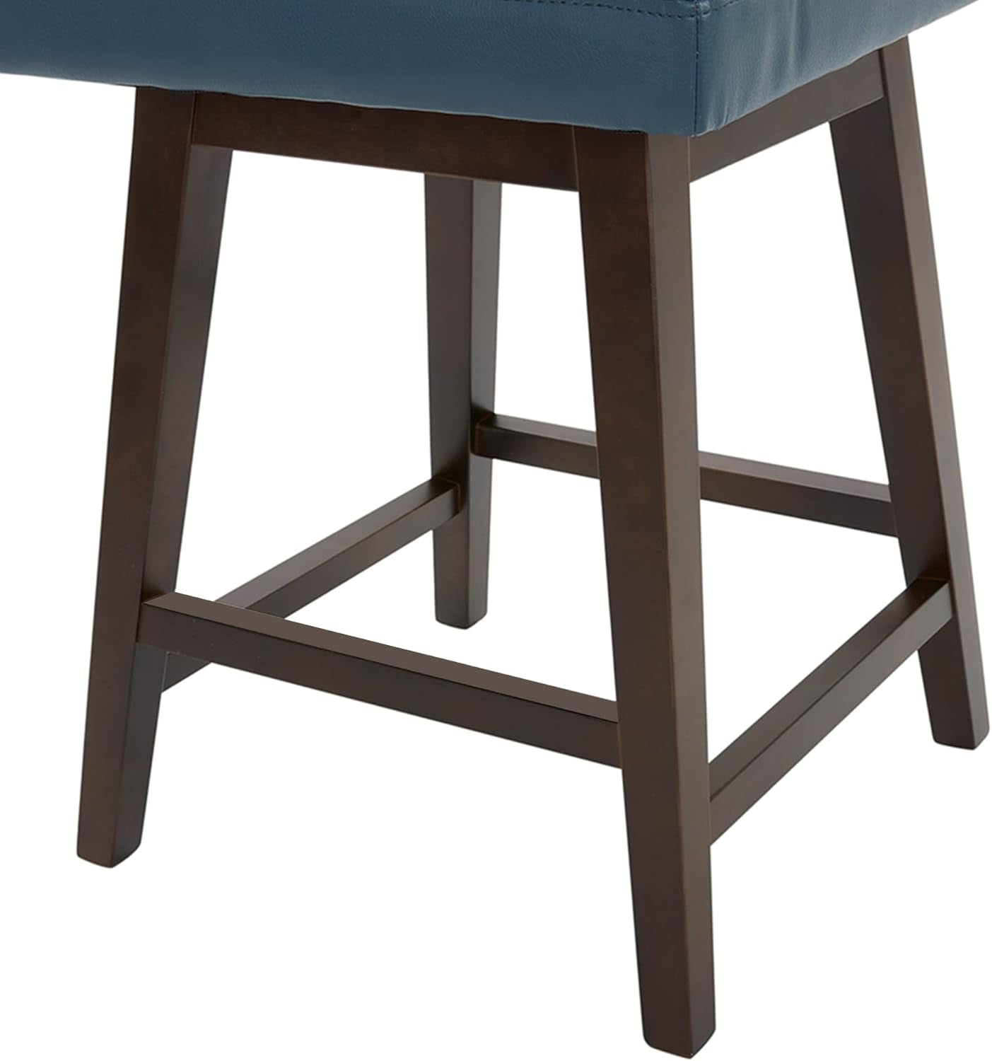 Counter Height Swivel Barstool, FSC Certified Upholstered Bar Stool, 26.8" H Seat Height, PU Leather in Dark Blue