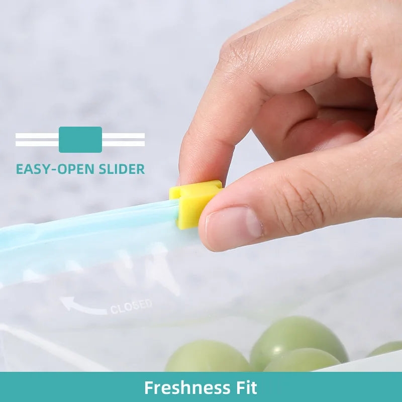 Reusable Food Storage Bags Bpa-Free Freezer Bags Leak-Proof Fresh Seal Bag Ziplock Storage Bags