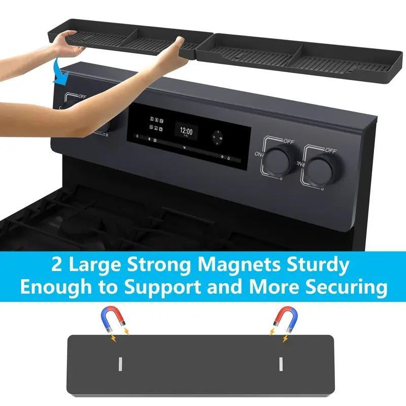 Kitchen Stove Magnetic Shelf, 1 Count Black Magnetic Stove Top Spice Rack, Stove Top Storage Rack, Kitchen Storage Organizer Tools, Kitchen Cooking Accessories, Home Essentials, Kitchen Utensils Organizer, Kitchen Utensils Holder, Kitchen Organizers