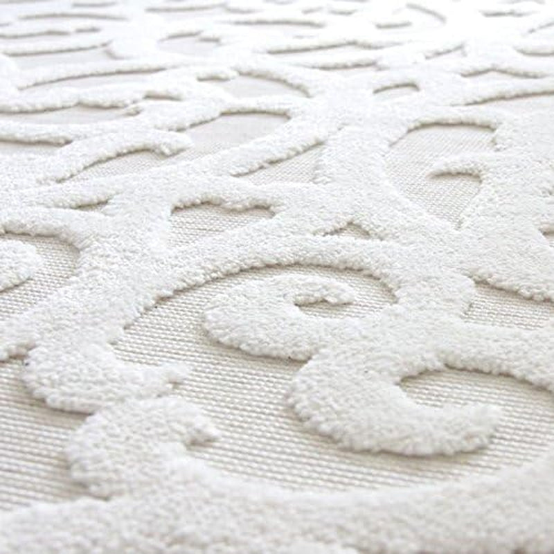 Orian Sculpted 4704 Indoor/Outdoor High-Low Debonair Natural Area Rug, 5'2" X 7'6", Ivory