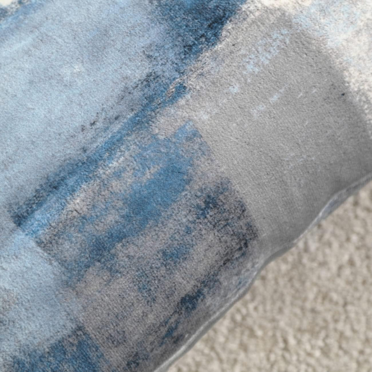 Set of 2 Grey Throw Pillow Covers Blue and Grey Art Decorative Cushion Cover for Home Bedroom Sofa Living Room 16X16 Inches