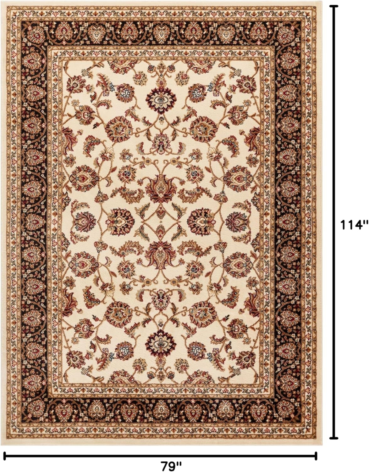 Barclay Collection Sarouk Ivory 6X9 Area Rug - for Living Room, Bedroom, and Dining Room