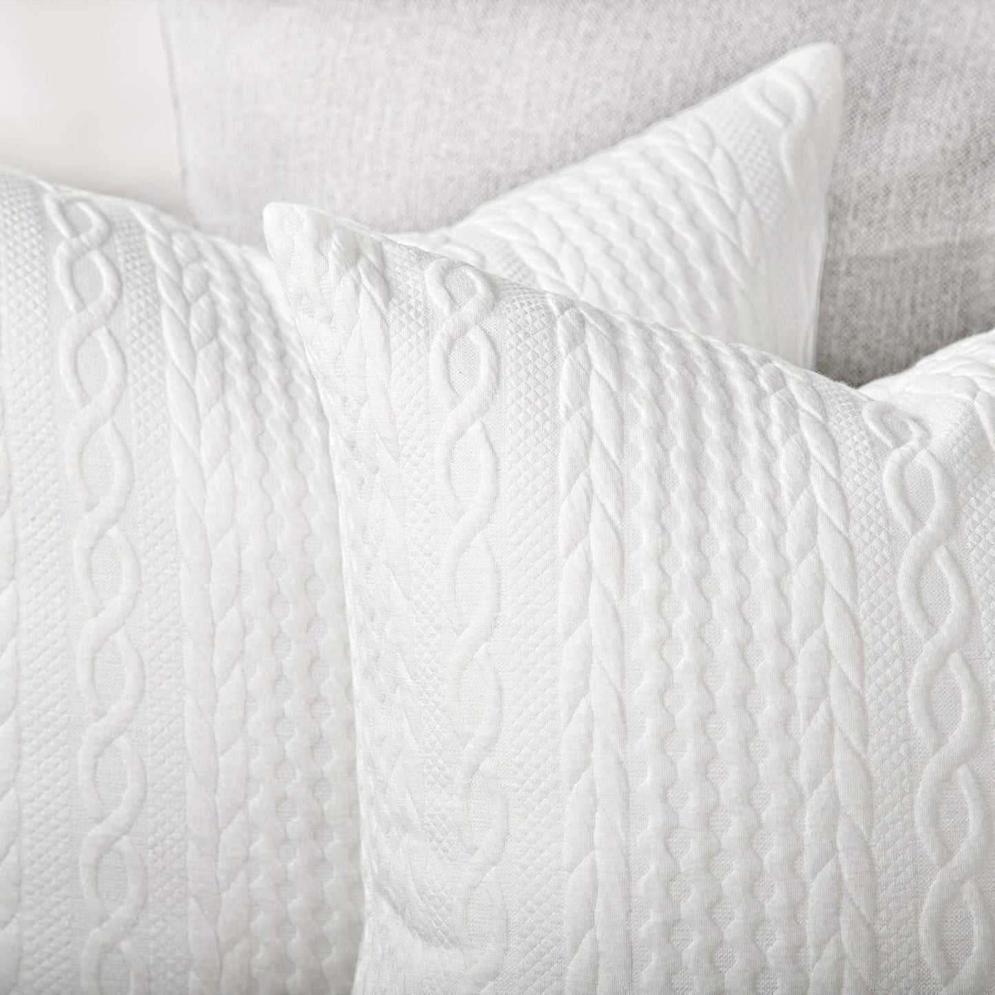 Pack of 2 Super Soft Decorative Throw Pillow Covers Square Cushion Cases Pillowcases for Couch Sofa Bedroom Car Modern Embossed Patterned,24 X 24 Inch,White
