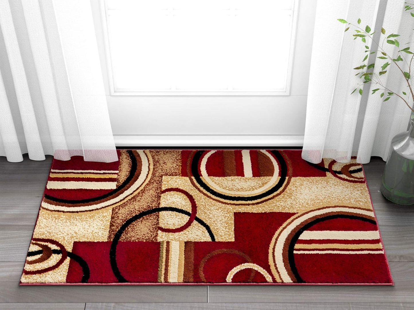 Barclay Arcs & Shapes Red Modern Geometric Area Rug 2'3" X 3'11"