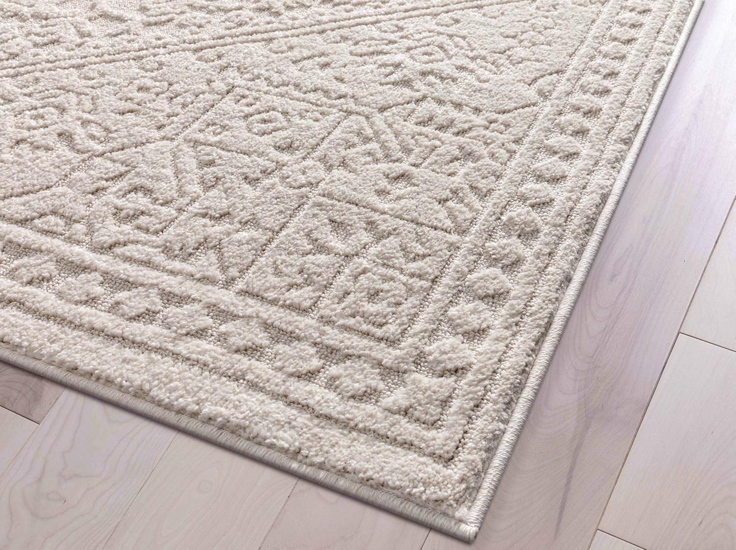 Harlow Collection Cloud Medallion Ivory - Modern Tribal Minimalist 8X10 Area Rug - Ideal for Living Room, Dining Room & Bedroom - Durable, Stain Resistant & Easy to Clean