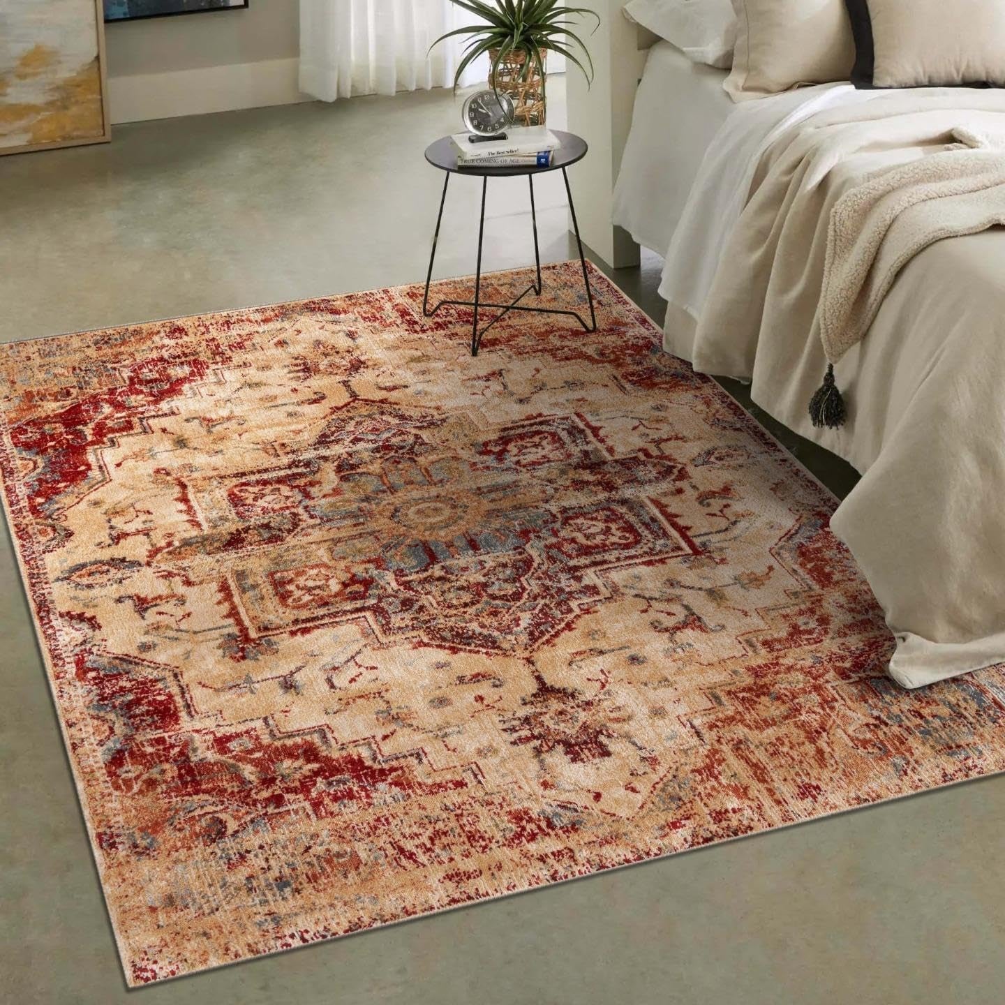Vintage Moroccan Area Rug, Ivory 5X7