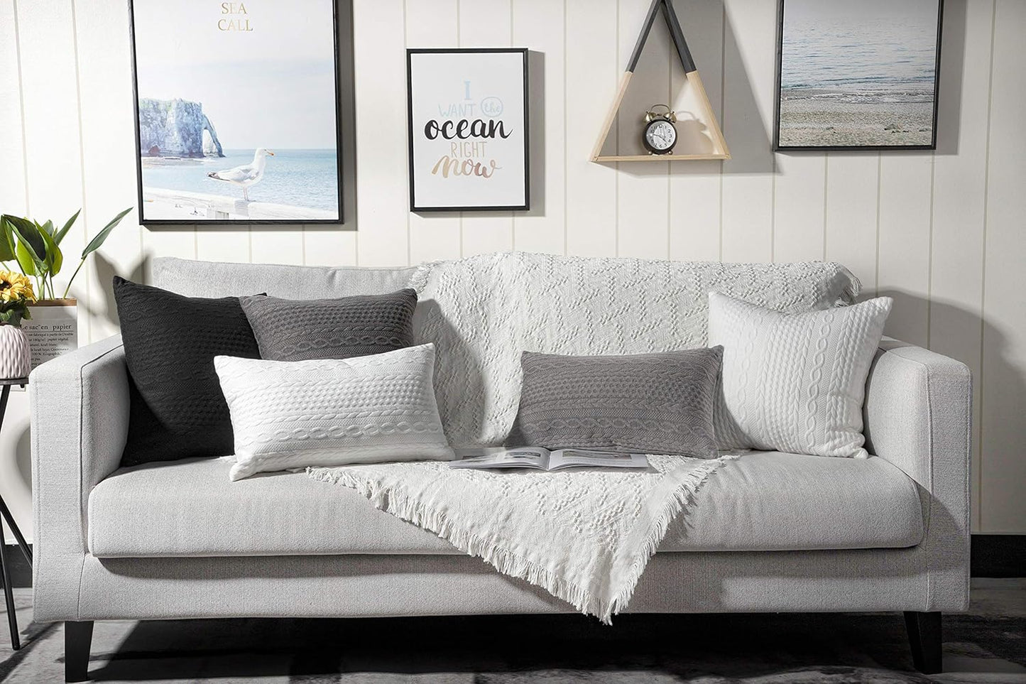 Pack of 2 Super Soft Decorative Throw Pillow Covers Square Cushion Cases Pillowcases for Couch Sofa Bedroom Car Modern Embossed Patterned,24 X 24 Inch,White