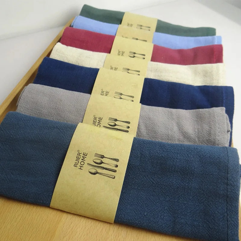 Nordic Cotton Linen Tea Napkin, Table Handkerchief, Cloth for Dinner Party, Restaurant Bowl, Teapot Cleaning Towel