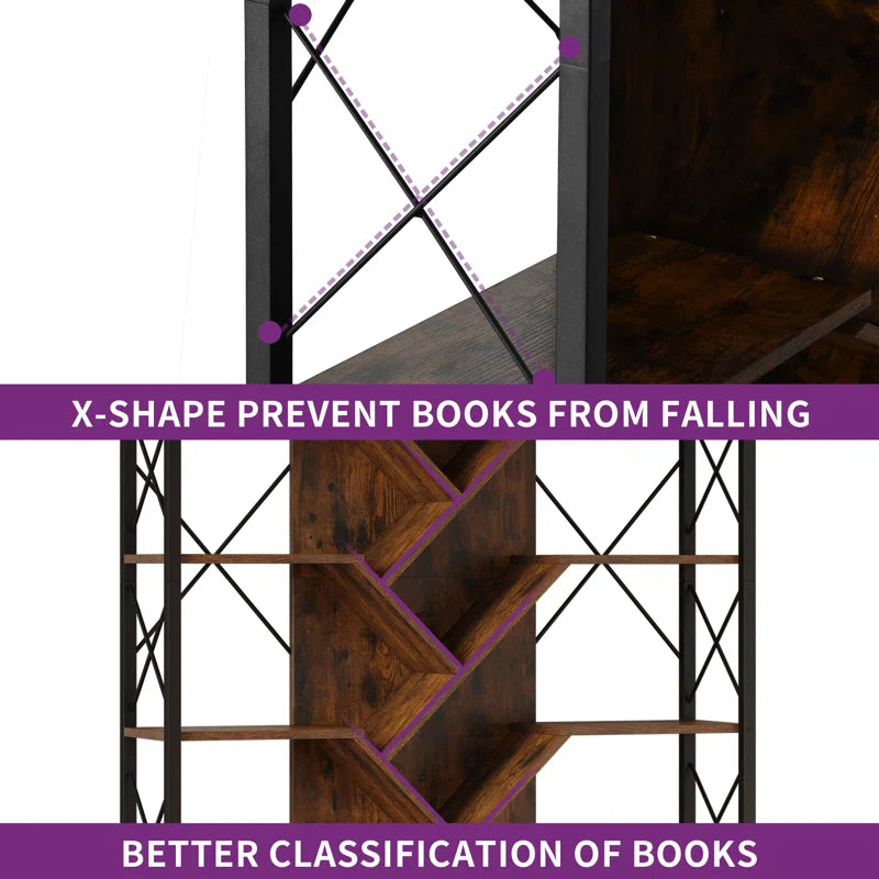 Mong 70" H X 55"W Display Shelves Wood Etagere Bookcase