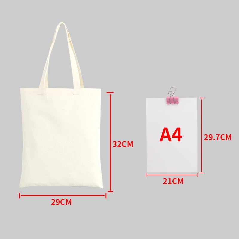 Large Capacity Canvas Shopping Bags DIY Painting Pattern Handbag Folding Eco-Friendly Cotton Tote Bags