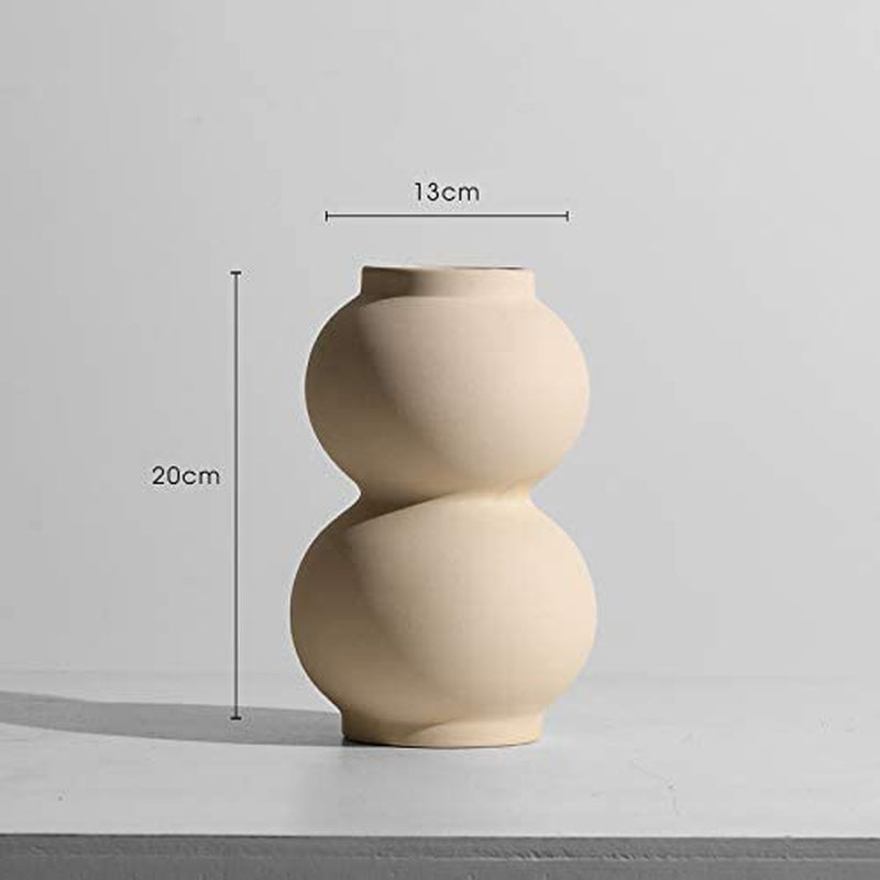 Contemporary Ceramic Vase-Modern Minimalistic Style-Decorative Vase for Home Decor (Stacked Sand)