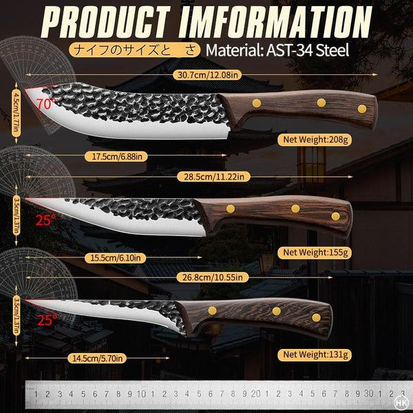 Stainless Steel Kitchen Knife Set, 3 Counts/Set Multifunctional Kitchen Chef Knife Utensils, Multi-Purpose Cooking Knife, Modern Kitchen Sets, Cutting Utensils, Kitchen Supplies