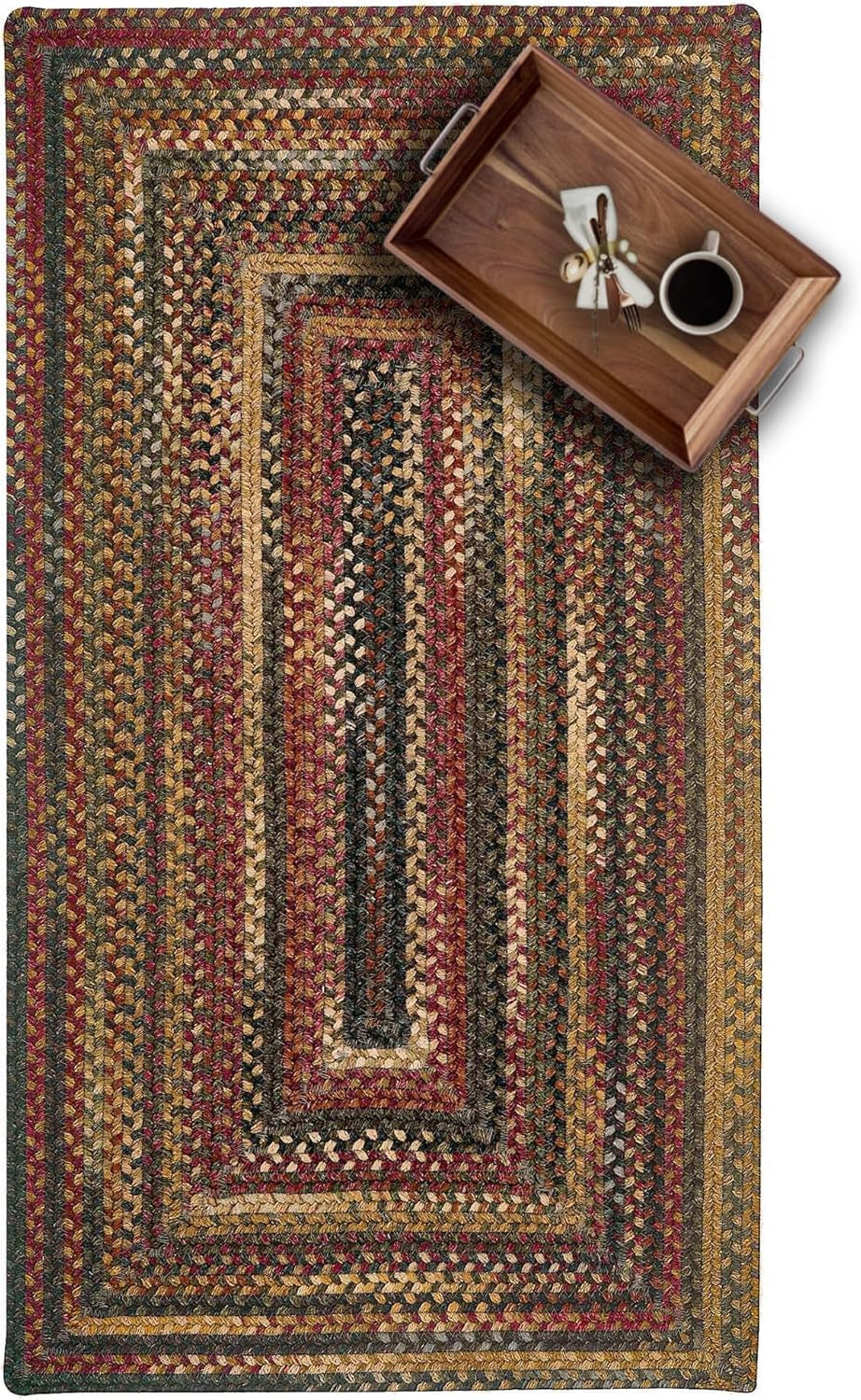 American Heritage Woodstone 4' 0" X 6' 0" Concentric Rectangle Braided Rug