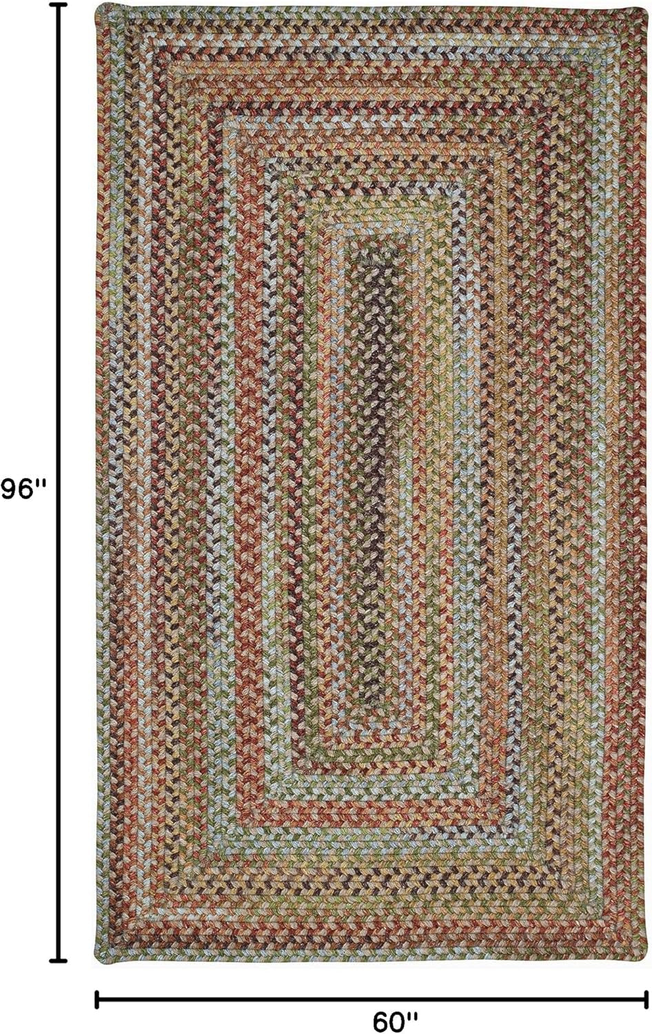 American Heritage Olive Tan 5' 0" X 8' 0" Concentric Rectangle Braided Rug